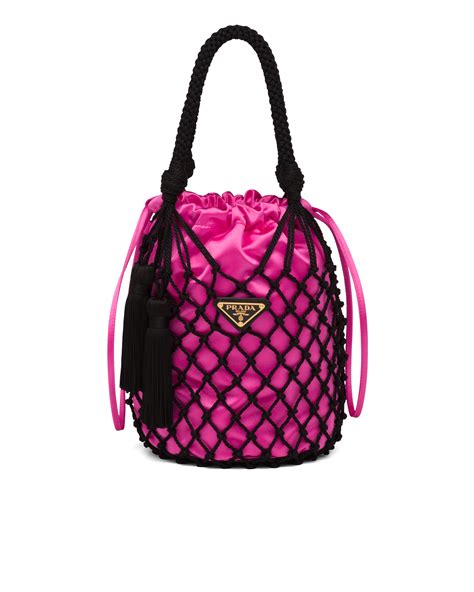 prada fishnet bag|Black/begonia Pink Braided Prada Fishnet Bag .